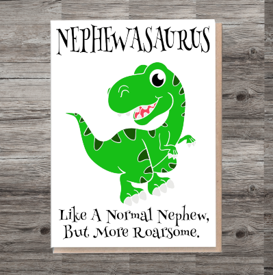 Nephew Birthday Card, Dinosaur Birthday Card, Nephewasaurus